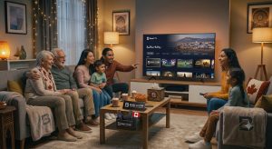 canadian family watching tv