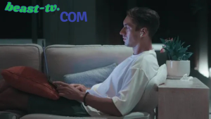 person using laptop at home