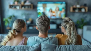 family watching television