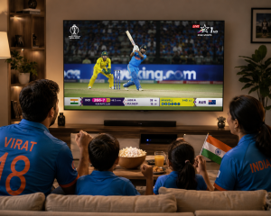 watching cricket on television