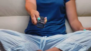 person watching smart TV