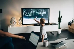 person watching smart TV